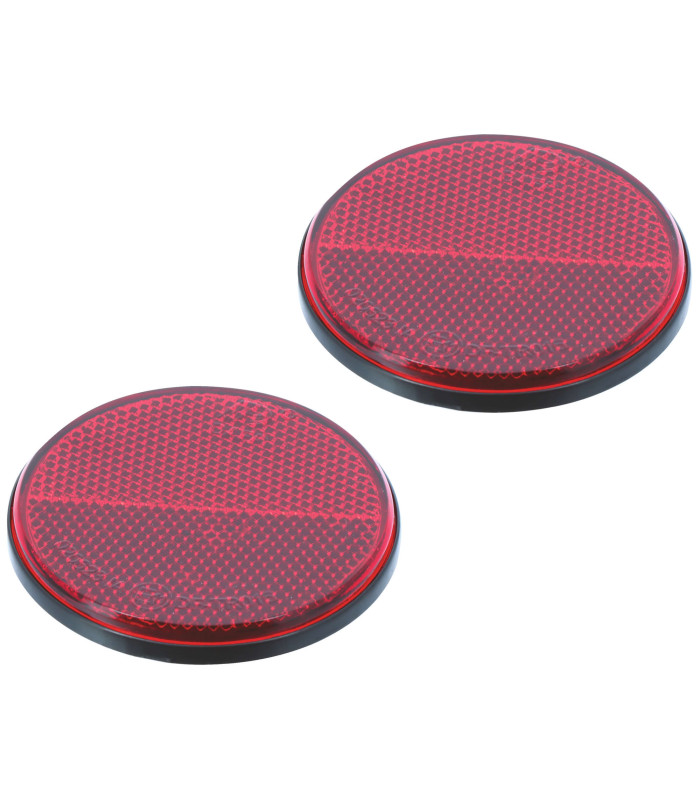 JEU 2 CATADIOPTRES ROUGES ADHESIFS RONDS