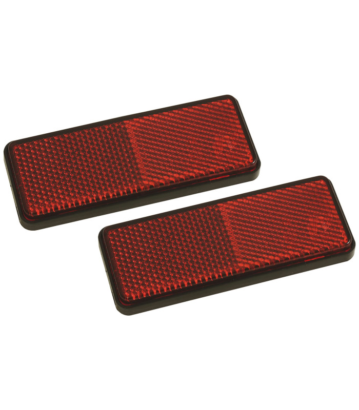JEU 2 CATADIOPTRES ROUGES ADHESIFS RECTANGULAIRES