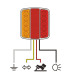 LANTERNE 4 FONCTIONS, ORANGE/ROUGE, FEU LED