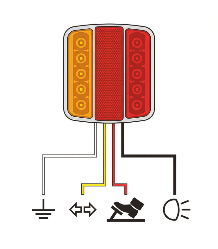 LANTERNE 4 FONCTIONS, ORANGE/ROUGE, FEU LED