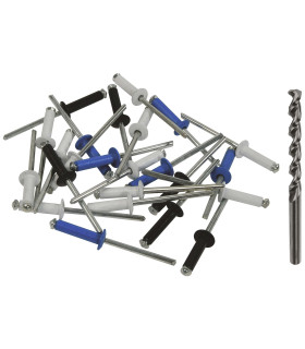 24 RIVETS POUR PLAQUE IMMATRICULATION + MECHE