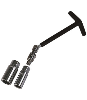 CLE A BOUGIE 3/8 CARDAN AVEC 2 DOUILLES 16 & 21MM