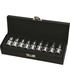 COFFRET 9 DOUILLES TORX MALES, CARRE 1/2